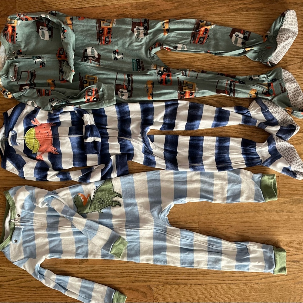 Carter's Blue and Green Striped Dinosaur, Beach Crab, and Vehicle Footies